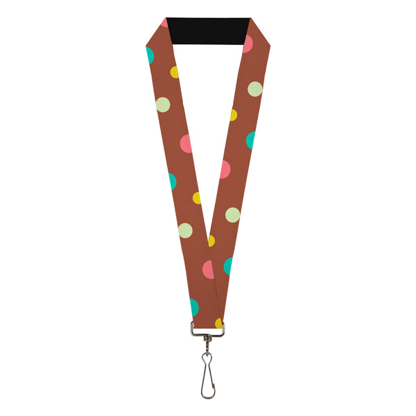 Buckle-Down Lanyard - 1.0" - Dots Brown Multi Pastel
