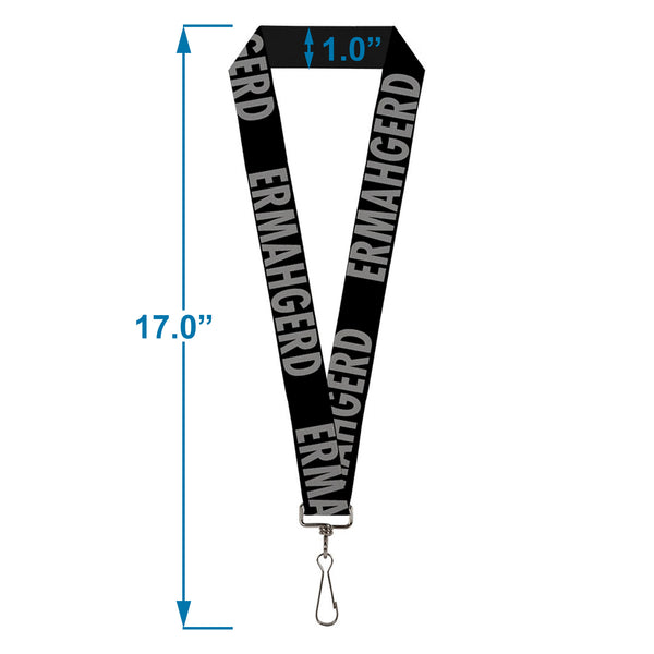 Buckle-Down Lanyard - 1.0" - ERMAHGERD Black Gray