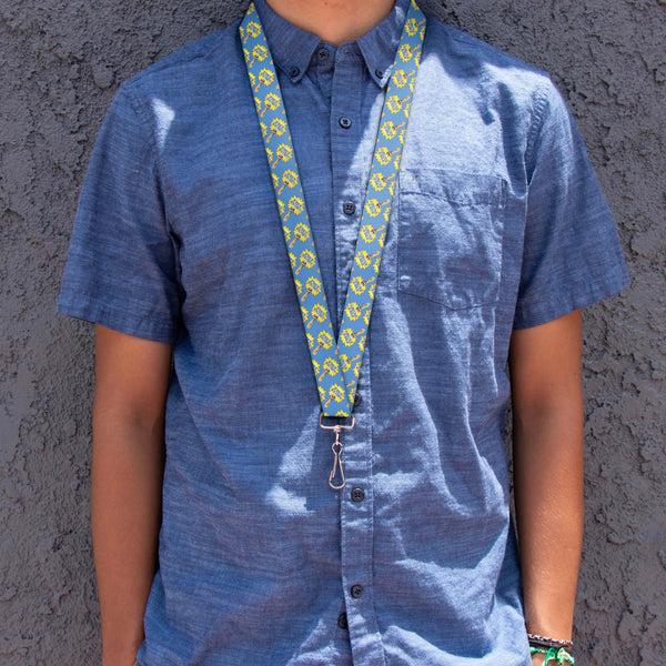Buckle-Down Lanyard - 1.0" - Fist Pump Baby Blue Yellow
