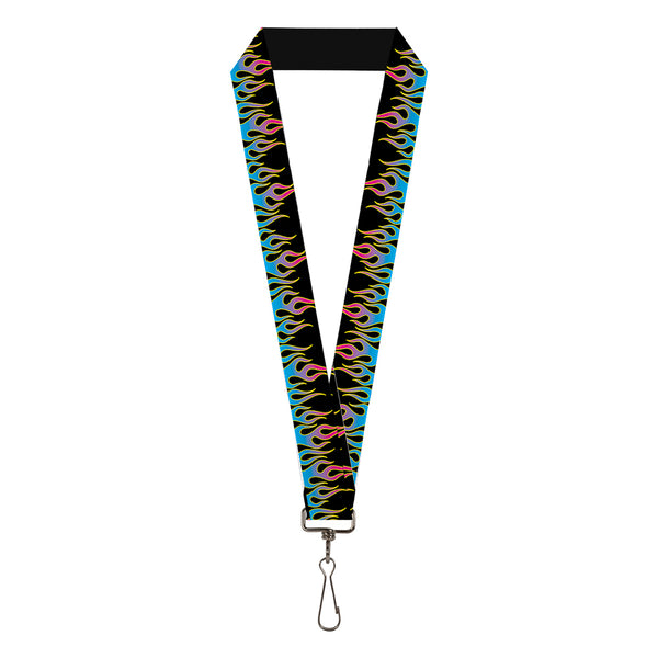 Buckle-Down Lanyard - 1.0" - Flames Black Blue Pink