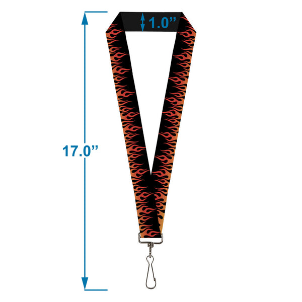 Buckle-Down Lanyard - 1.0" - Flames Black Orange Red