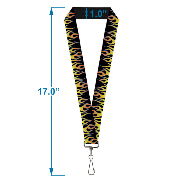 Buckle-Down Lanyard - 1.0" - Flames Black Yellow Orange