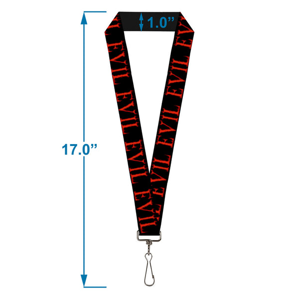 Buckle-Down Lanyard - 1.0" - Flaming EVIL Black Red