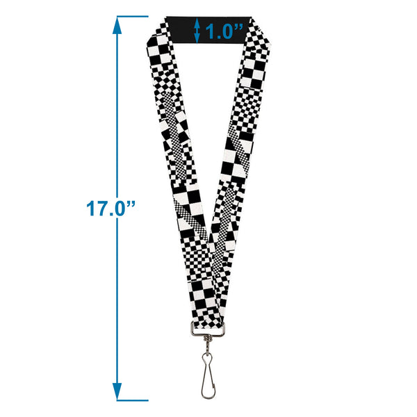Buckle-Down Lanyard - 1.0" - Funky Checkers Black White