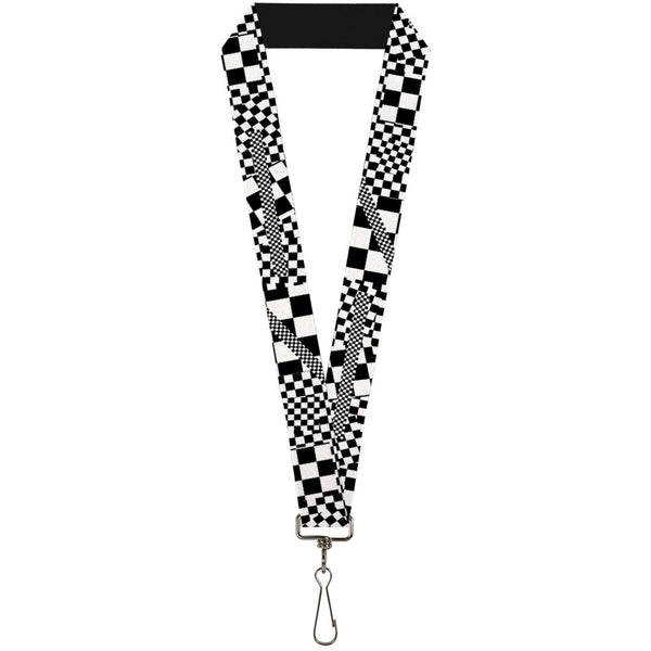 Buckle-Down Lanyard - 1.0" - Funky Checkers Black White