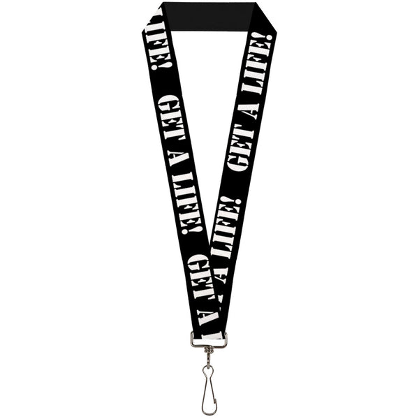 Buckle-Down Lanyard - 1.0" - GET A LIFE Black White