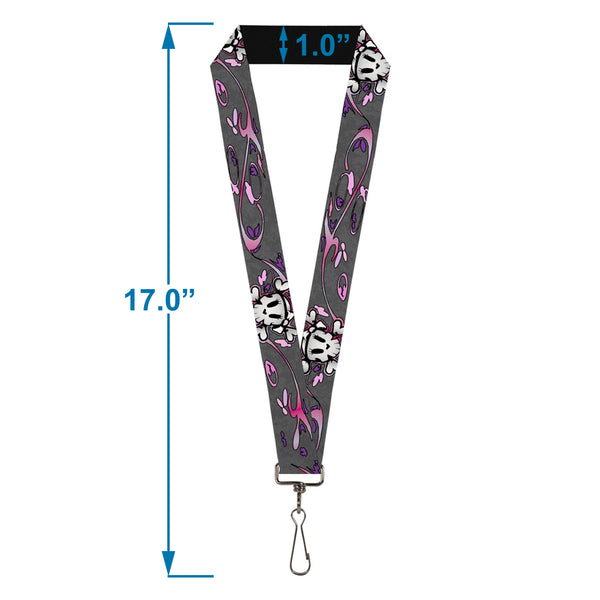 Buckle-Down Lanyard - 1.0" - Girlie Skull Gray
