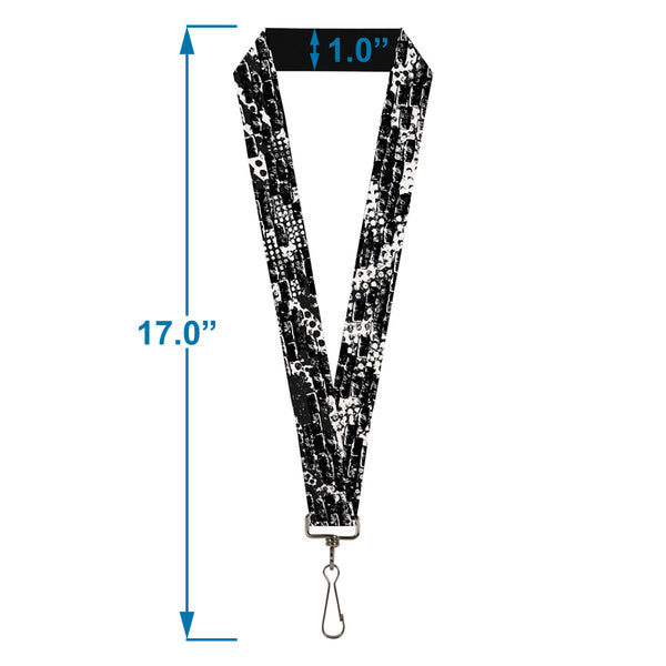 Buckle-Down Lanyard - 1.0" - Grunge Bricks Black White