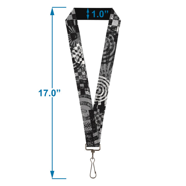 Buckle-Down Lanyard - 1.0" - Grunge Chaos Black White