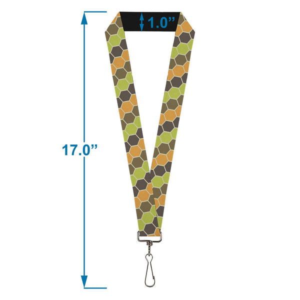 Buckle-Down Lanyard - 1.0" - Honeycomb Greens Orange