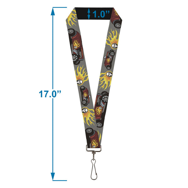 Buckle-Down Lanyard - 1.0" - Hot Rod W Flame Skull