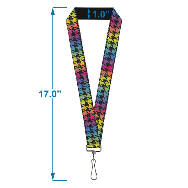 Buckle-Down Lanyard - 1.0" - Houndstooth Black Rainbow