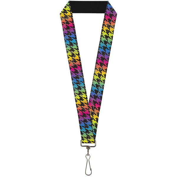 Buckle-Down Lanyard - 1.0" - Houndstooth Black Rainbow