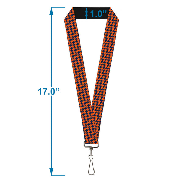 Buckle-Down Lanyard - 1.0" - Houndstooth Orange Blue