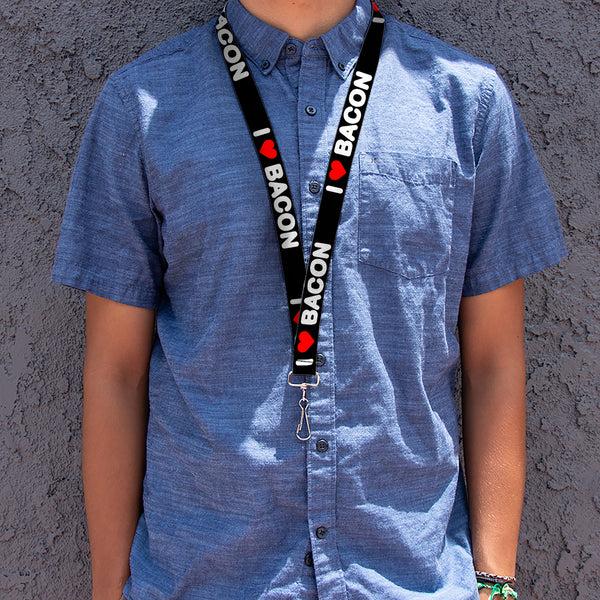 Buckle-Down Lanyard - 1.0" - I HEART BACON Text