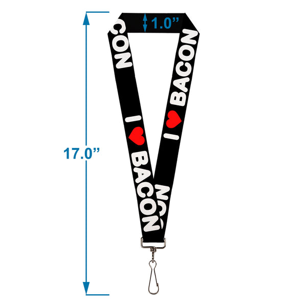 Buckle-Down Lanyard - 1.0" - I HEART BACON Text