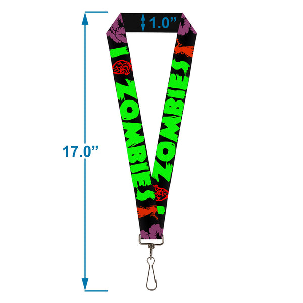 Buckle-Down Lanyard - 1.0" - I "HEART" Zombies