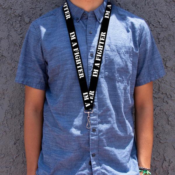 Buckle-Down Lanyard - 1.0" - I'M A FIGHTER Black White