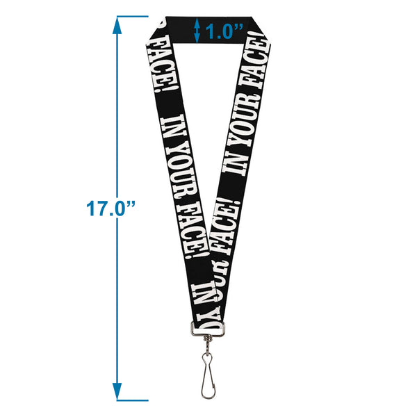 Buckle-Down Lanyard - 1.0" - IN YOUR FACE Black White