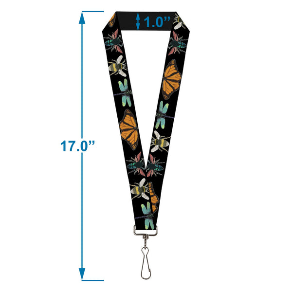 Buckle-Down Lanyard - 1.0" - Insects CLOSE-UP Black
