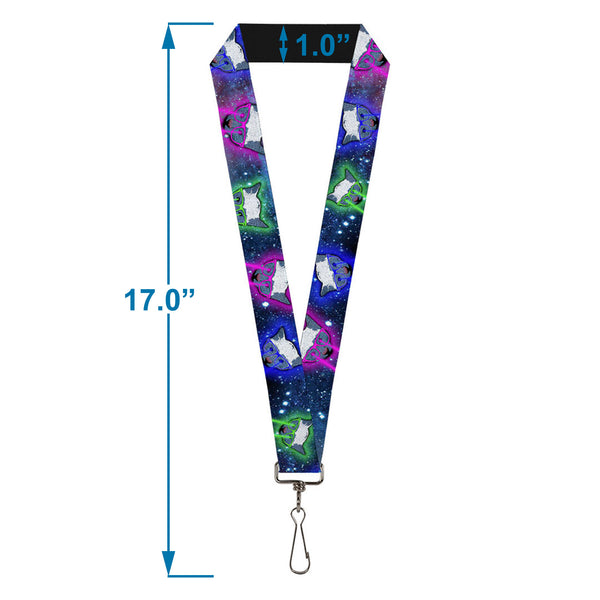 Buckle-Down Lanyard - 1.0" - Laser Eye Cats In Space
