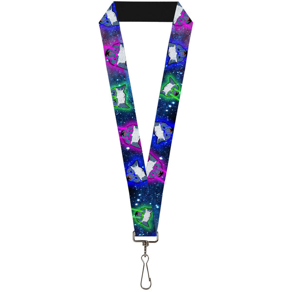 Buckle-Down Lanyard - 1.0" - Laser Eye Cats in Space