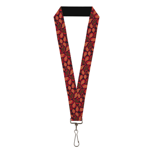 Buckle-Down Lanyard - 1.0" - Leaves Swirl Navy Burgundy