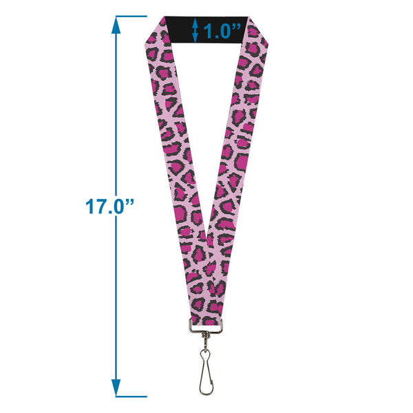Buckle-Down Lanyard - 1.0" - Leopard CLOSE-UP Pink