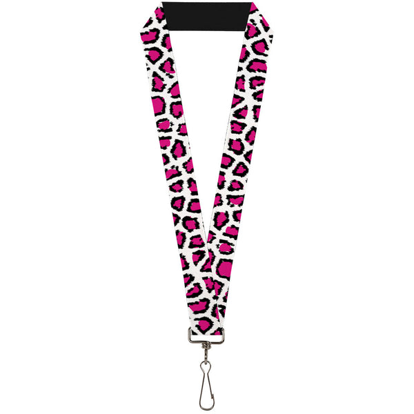 Buckle-Down Lanyard - 1.0" - Leopard White Fuchsia