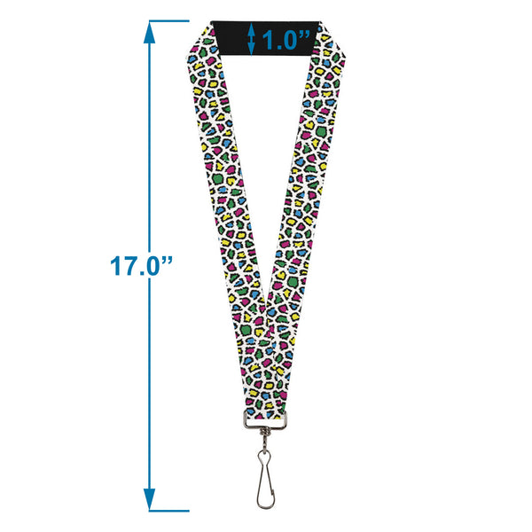 Buckle-Down Lanyard - 1.0" - Leopard White Multi Color