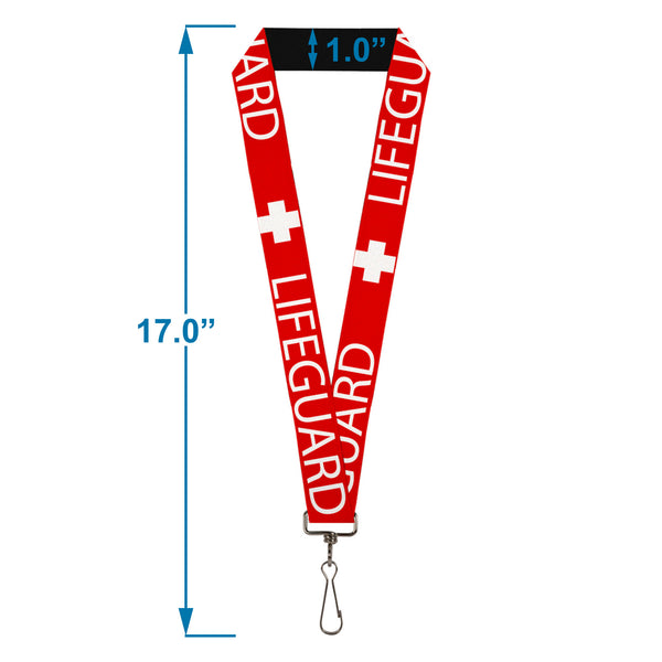 Buckle-Down Lanyard - 1.0" - LIFEGUARD Logo Red White