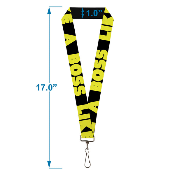 Buckle-Down Lanyard - 1.0" - LIKE A BOSS Black Yellow