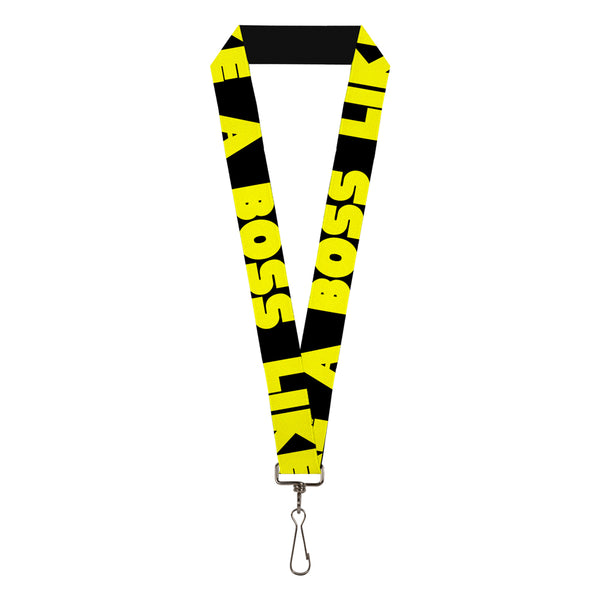 Buckle-Down Lanyard - 1.0" - LIKE A BOSS Black Yellow