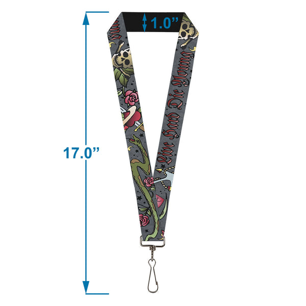 Buckle-Down Lanyard - 1.0" - Live Hard Die Young Gray
