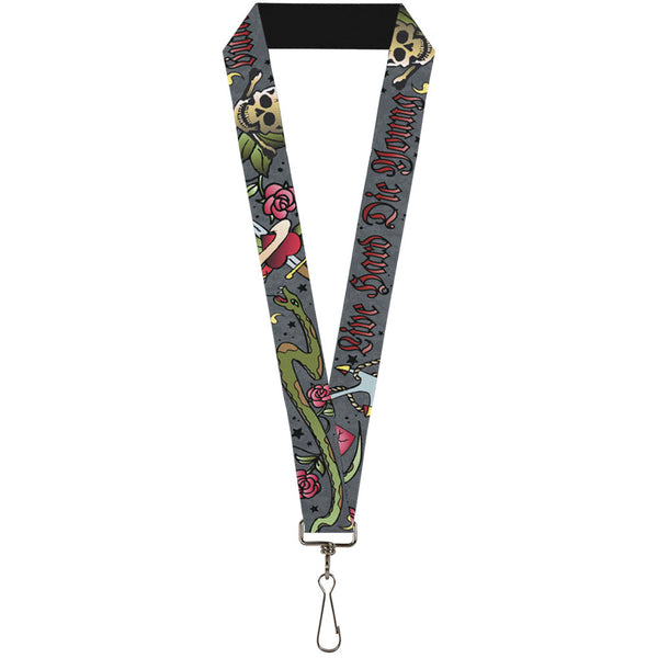 Buckle-Down Lanyard - 1.0" - Live Hard Die Young Gray