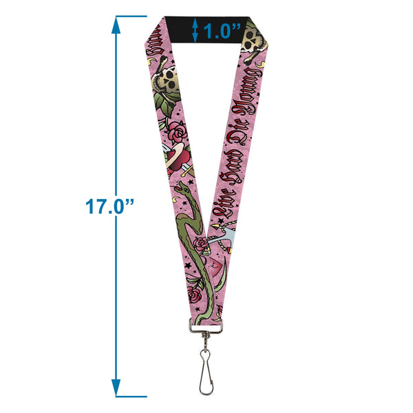 Buckle-Down Lanyard - 1.0" - Live Hard Die Young Pink