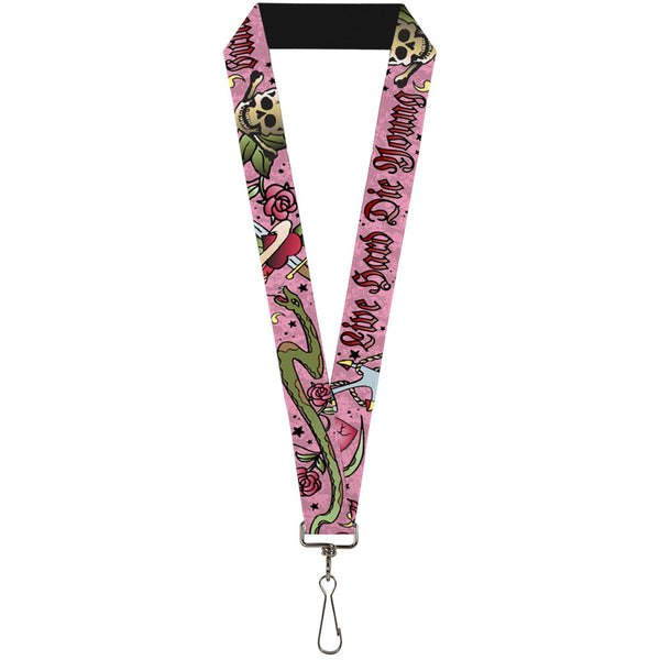 Buckle-Down Lanyard - 1.0" - Live Hard Die Young Pink