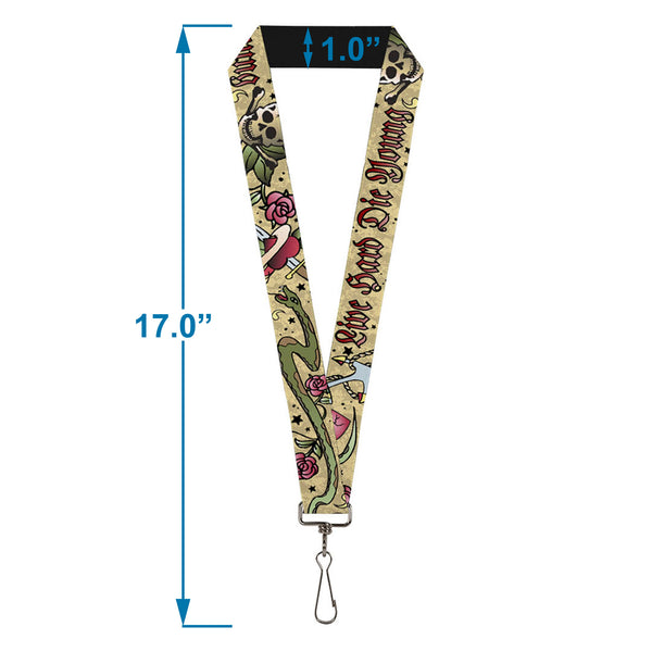 Buckle-Down Lanyard - 1.0" - Live Hard Die Young Tan