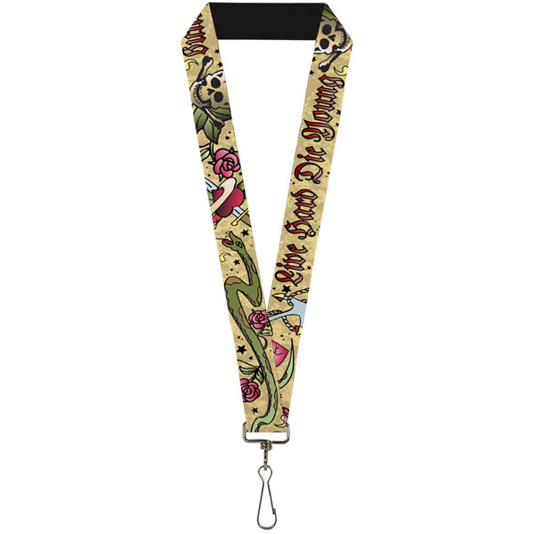 Buckle-Down Lanyard - 1.0" - Live Hard Die Young Tan