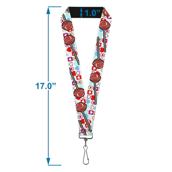 Buckle-Down Lanyard - 1.0" - Lollipop Hearts White