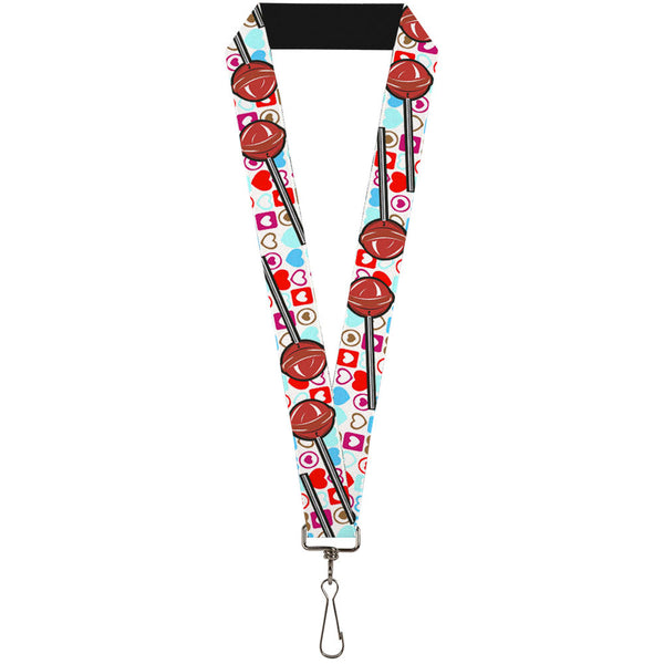 Buckle-Down Lanyard - 1.0" - Lollipop Hearts White