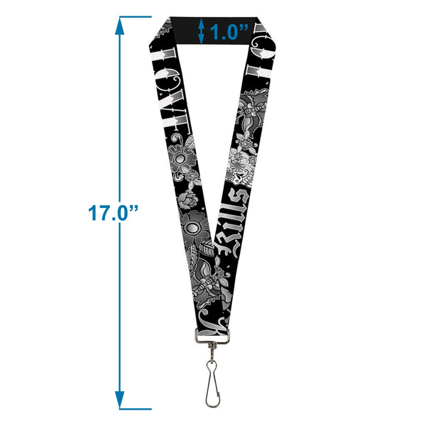Buckle-Down Lanyard - 1.0" - Love Kills Black White