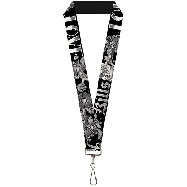 Buckle-Down Lanyard - 1.0" - Love Kills Black White