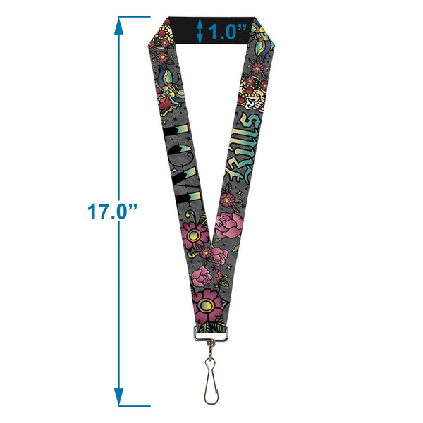 Buckle-Down Lanyard - 1.0" - Love Kills Gray