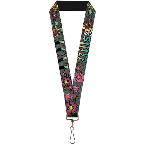 Buckle-Down Lanyard - 1.0" - Love Kills Gray