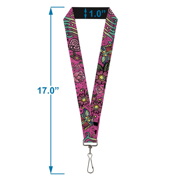 Buckle-Down Lanyard - 1.0" - Love Kills Pink