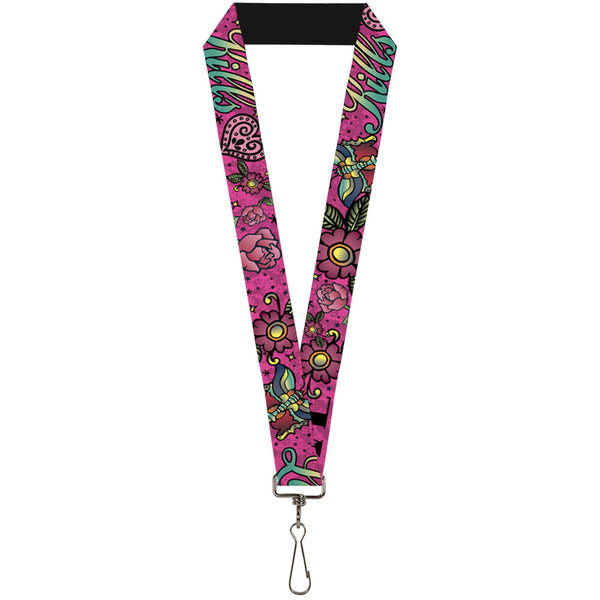 Buckle-Down Lanyard - 1.0" - Love Kills Pink