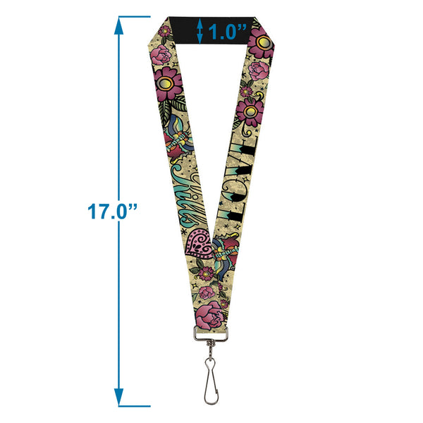 Buckle-Down Lanyard - 1.0" - Love Kills Tan