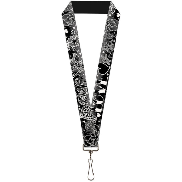Buckle-Down Lanyard - 1.0" - Love Love Black White