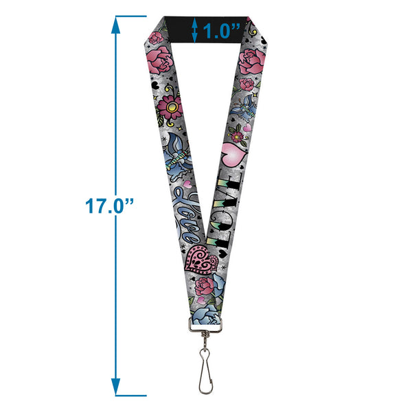 Buckle-Down Lanyard - 1.0" - Love Love Gray
